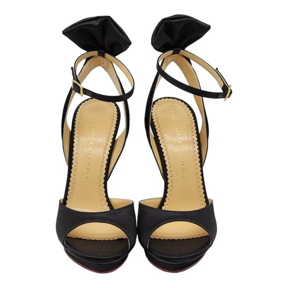 Charlotte Olympia Wallace Bow-Back Satin Evening Sandal - Black - Picture 4 of 7